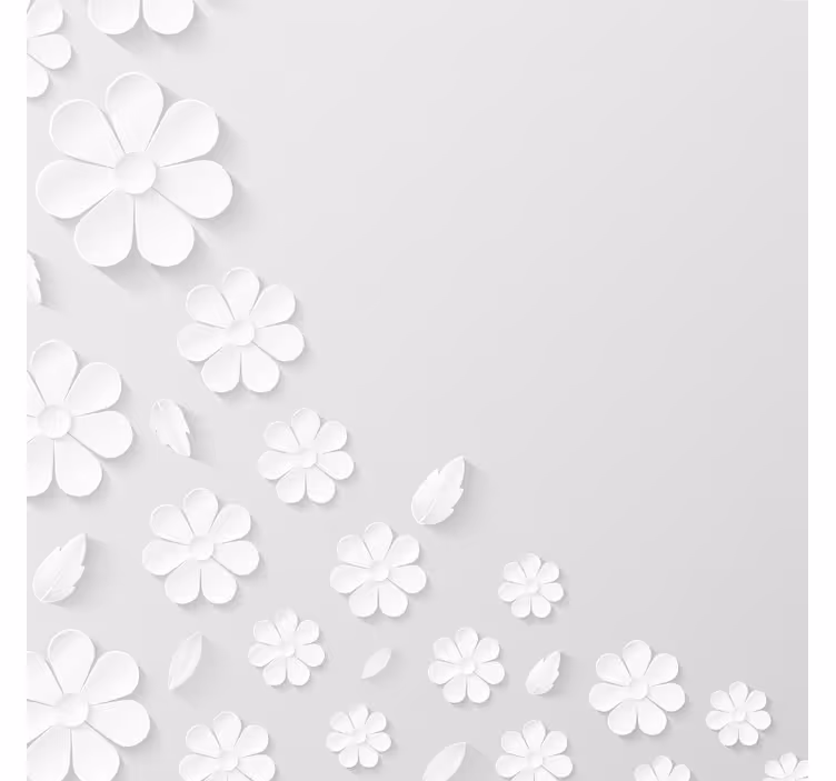 Rollo fenster weiß mit hintergrund aus weißen papierblumen - TenStickers