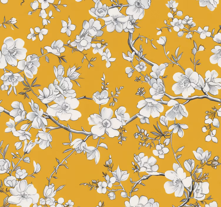 Rollo fenster gelb mit floralem vintage-muster - TenStickers