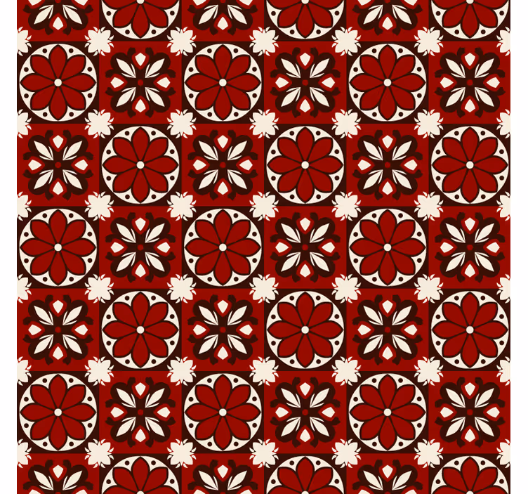 Rollo fenster rot mit vintage-fliesenmuster - TenStickers
