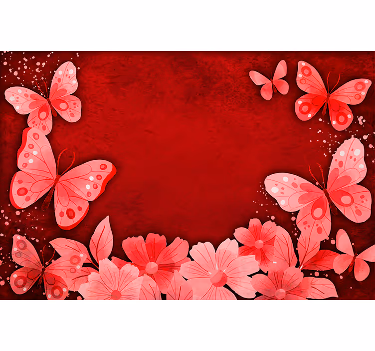 Rollo fenster rot mit blumen und schmetterlingen design - TenStickers