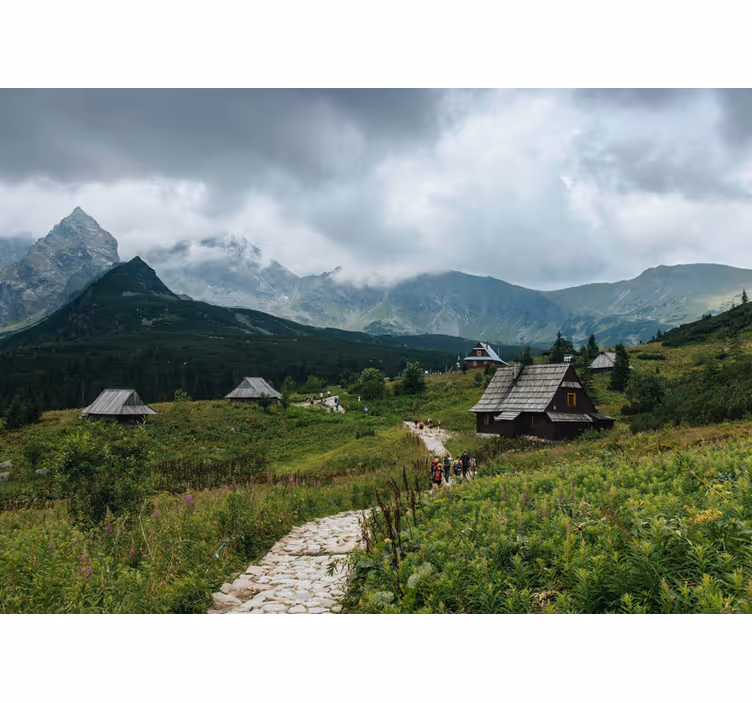 Rollo fenster grün für holzhäuser in den tatra-bergen - TenStickers