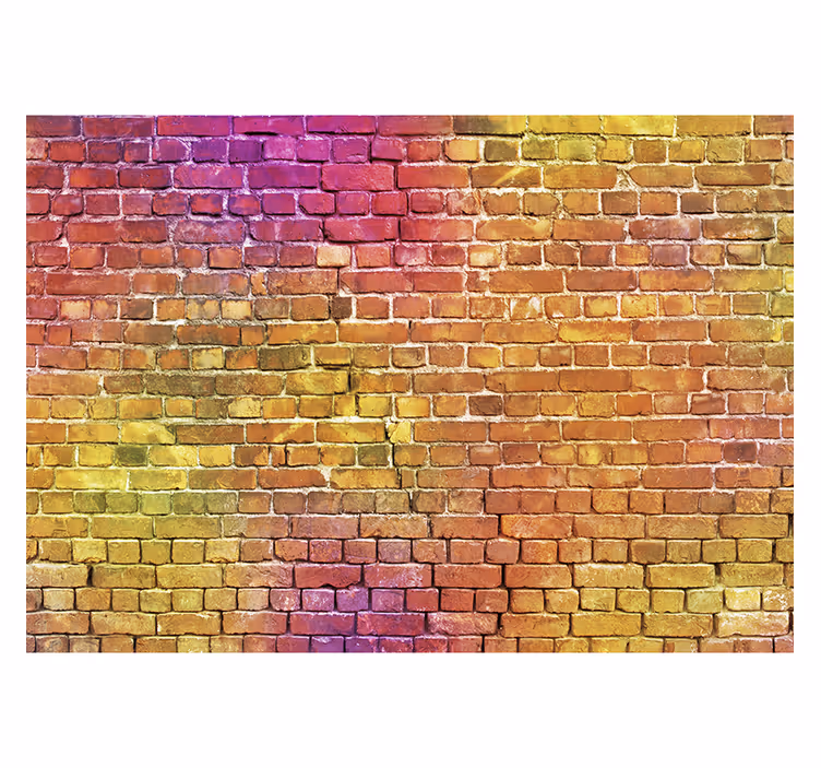 Rollo fenster wohnzimmer mit bemalter backsteinkunst - TenStickers
