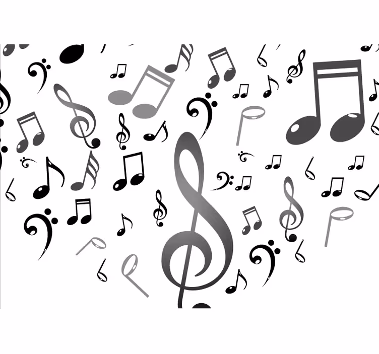 Rollo fenster wohnzimmer mit musiknoten - TenStickers