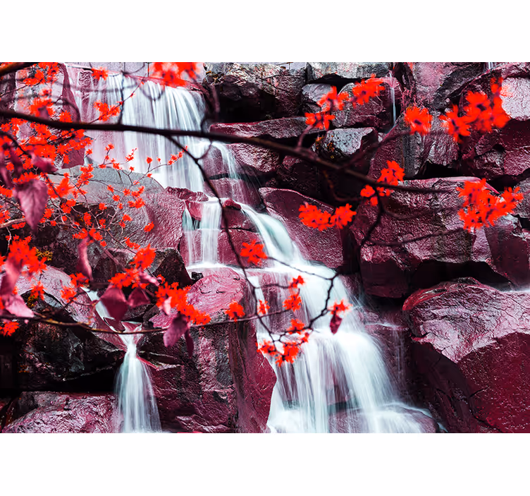 Rollo fenster wohnzimmer wasserfall natur frühling - TenStickers