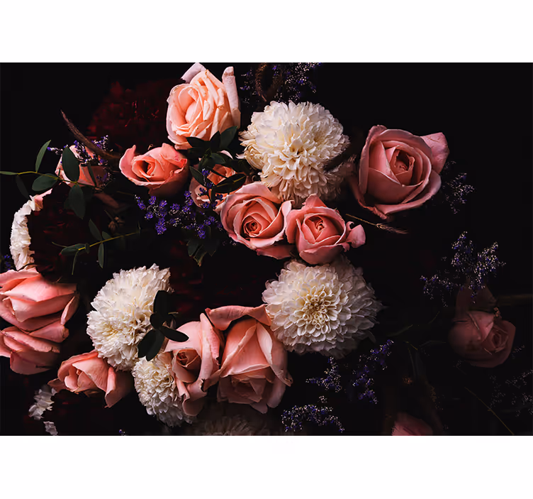 Rollo fenster wohnzimmer luxuriöser strauß pinker rosen - TenStickers