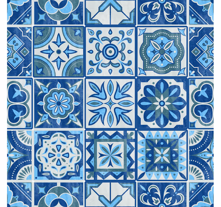 Rollo fenster blau im talavera muster - TenStickers