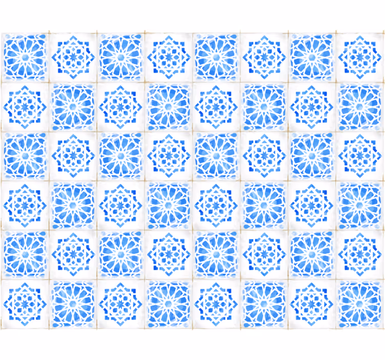 Rollo fenster blau mit filigranen blauen mustern - TenStickers