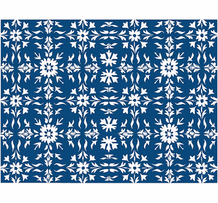 Rollo fenster blau mit weißem fliesenmuster - TenStickers