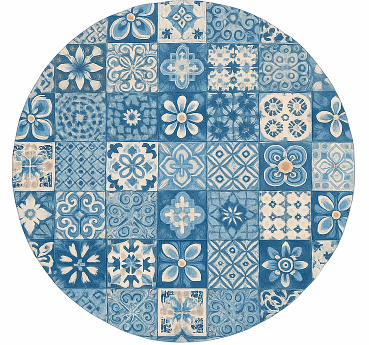 Rollo fenster blau mit kreisförmigen mosaikfliesen - TenStickers
