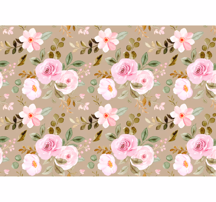 Rollo fenster wohnzimmer vintage beige rosenmuster - TenStickers