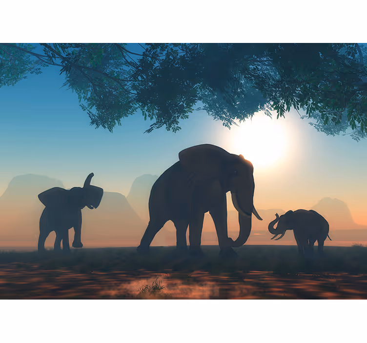 Rollo fenster wohnzimmer wilde elefant - TenStickers
