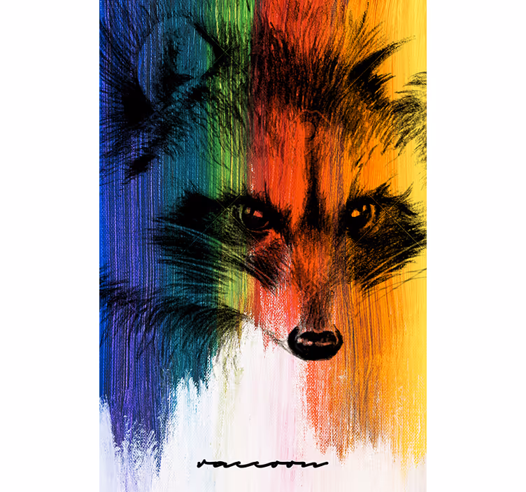 Rollo fenster wohnzimmer regenbogen waschbär - TenStickers