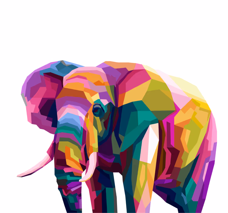 Rollo fenster wohnzimmer mit buntem realistischem elefant - TenStickers