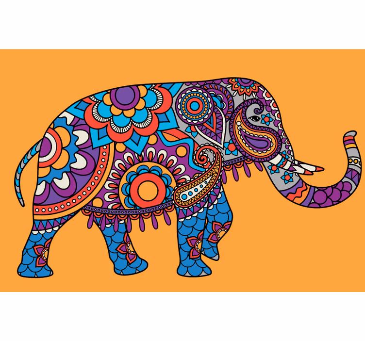 Rollo fenster wohnzimmer elefanten mandala bunt - TenStickers
