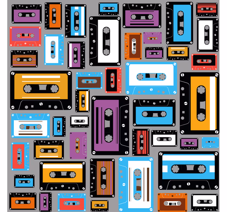 Rollo fenster wohnzimmer im retro 80er kassettendesign - TenStickers