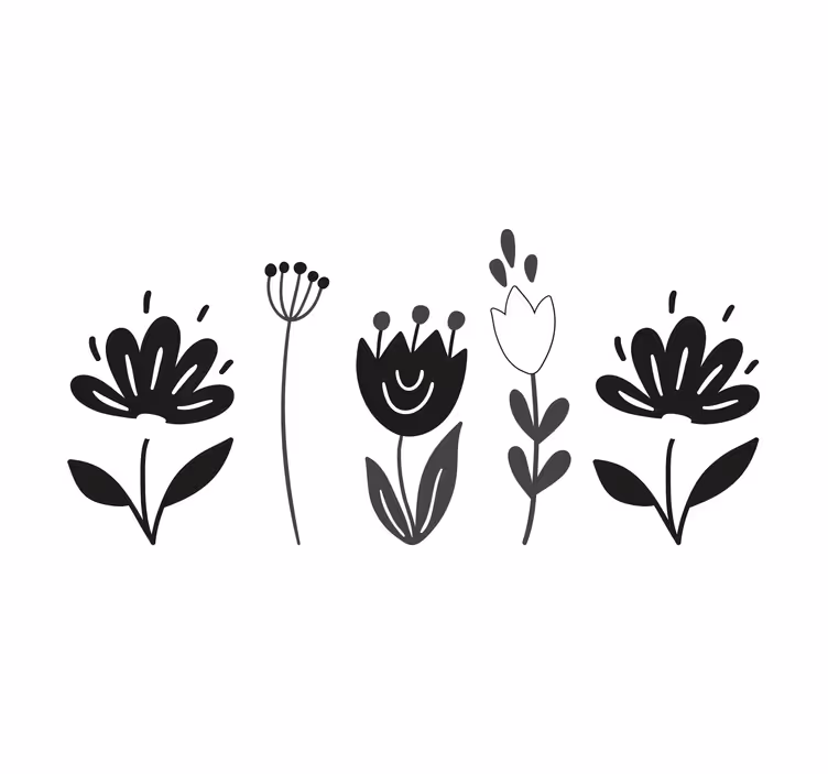 Rollo fenster wohnzimmer mit schwarz-weißen blumen - TenStickers
