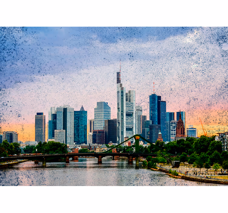 Rollo fenster wohnzimmer mit frankfurt skyline - TenStickers