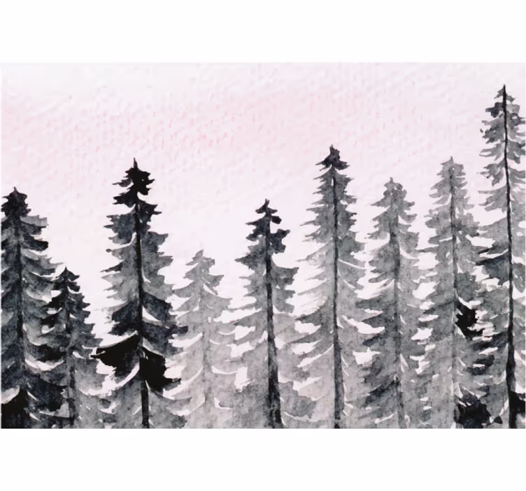 Rollo fenster wohnzimmer aquarell holz wald grau - TenStickers