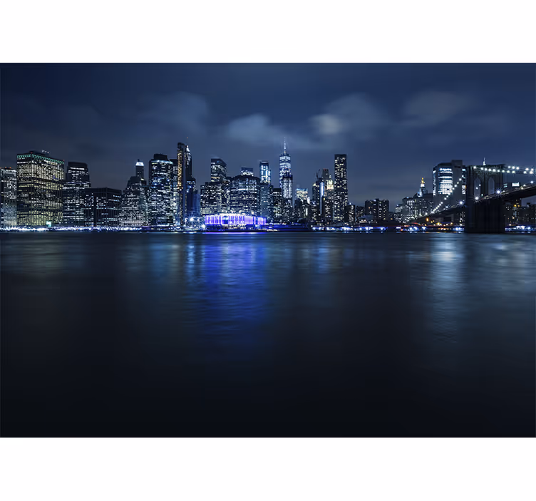 Rollo fenster wohnzimmer blue manhattan bei nacht - TenStickers