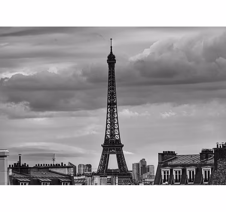 Rollo fenster wohnzimmer tour eiffel schwarz weiß - TenStickers