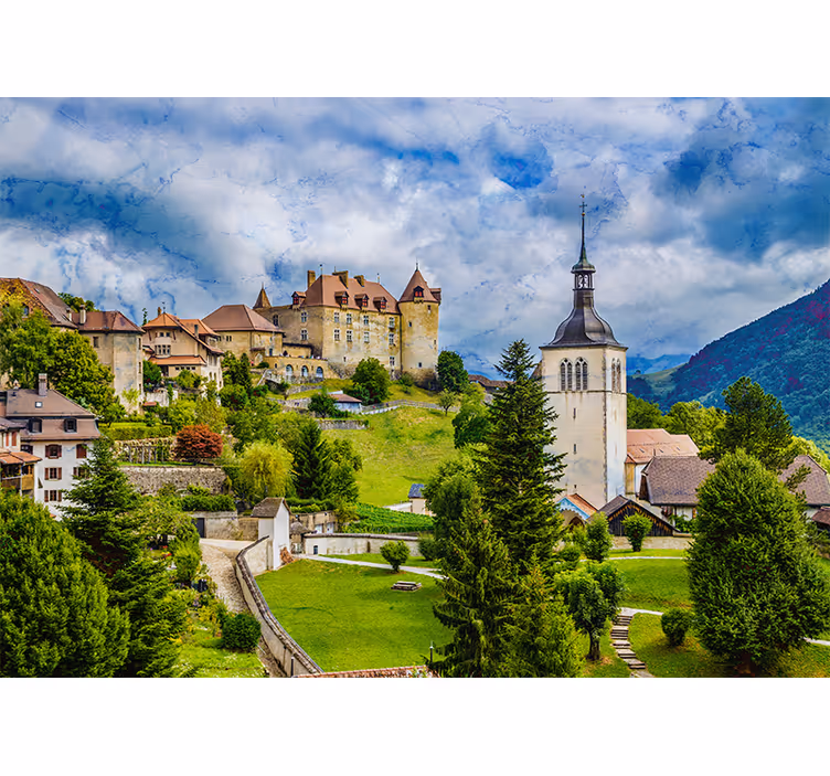 Rollo fenster wohnzimmer im mittelalterlichen gruyères - TenStickers