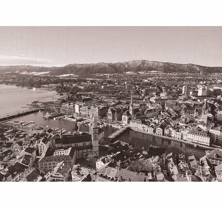 Rollo fenster wohnzimmer zürich mit bergblick - TenStickers