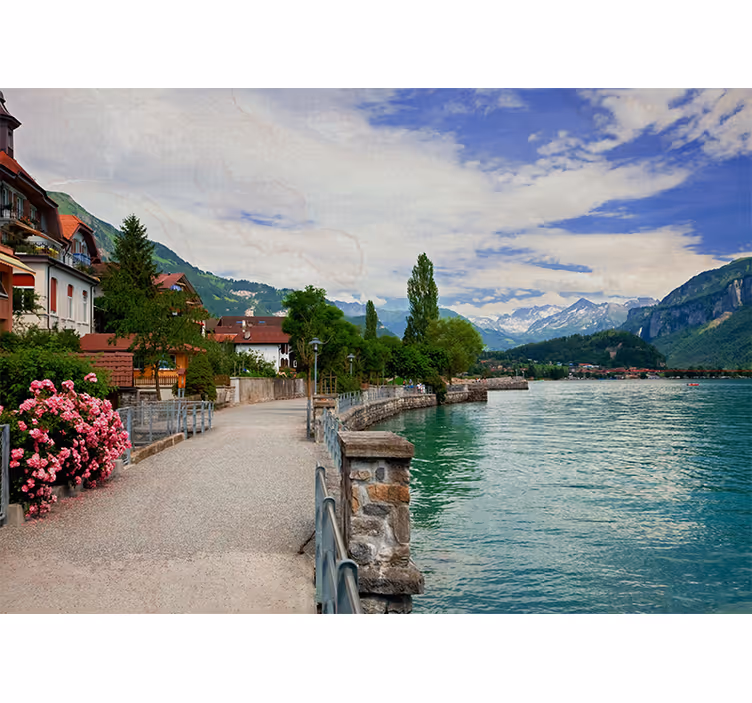 Rollo fenster wohnzimmer schöne stadt am see in bern - TenStickers