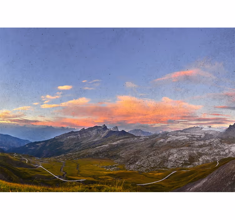 Rollo fenster wohnzimmer schöner sonnenuntergang berge - TenStickers