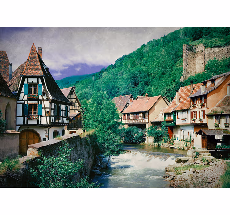 Rollo fenster wohnzimmer schöne stadt am fluss - TenStickers