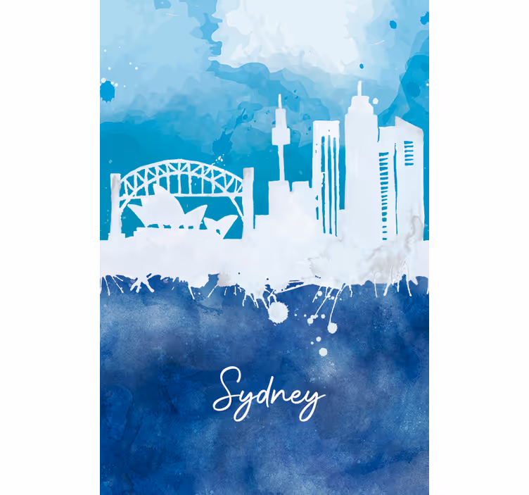 Rollo fenster wohnzimmer skyline sydney aquarell - TenStickers
