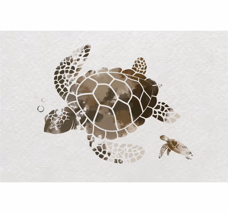 Rollo fenster wohnzimmer mit brauner aquarellschildkröte - TenStickers