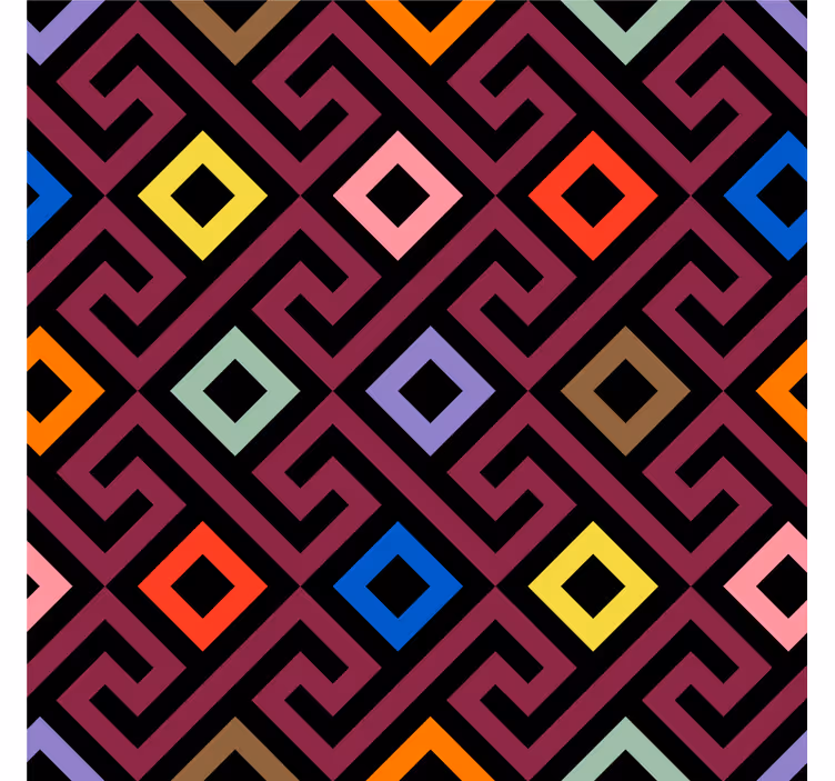Rollo fenster wohnzimmer bunt geometrisches labyrinthmuster - TenStickers