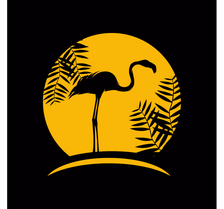 Rollo fenster wohnzimmer schwarzer flamingo mit mond - TenStickers