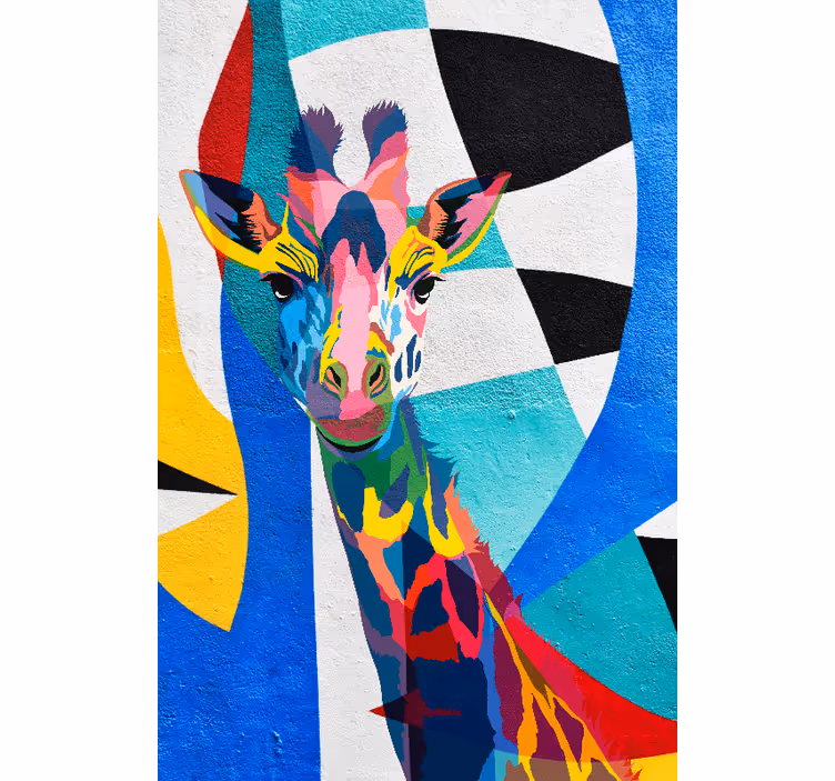 Rollo fenster wohnzimmer bunte giraffe im abstract stil - TenStickers