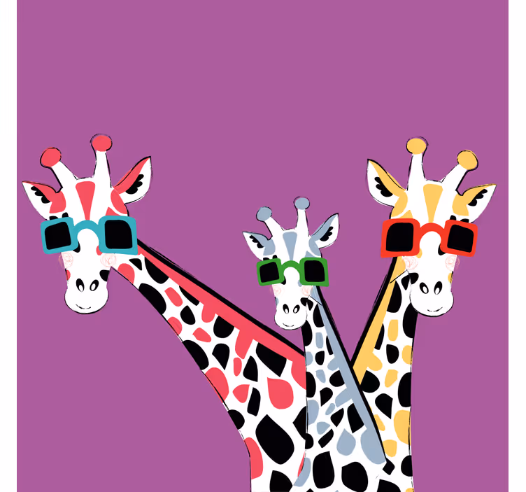 Rollo fenster wohnzimmer mit lustigen sonnenbrillen-giraffen - TenStickers