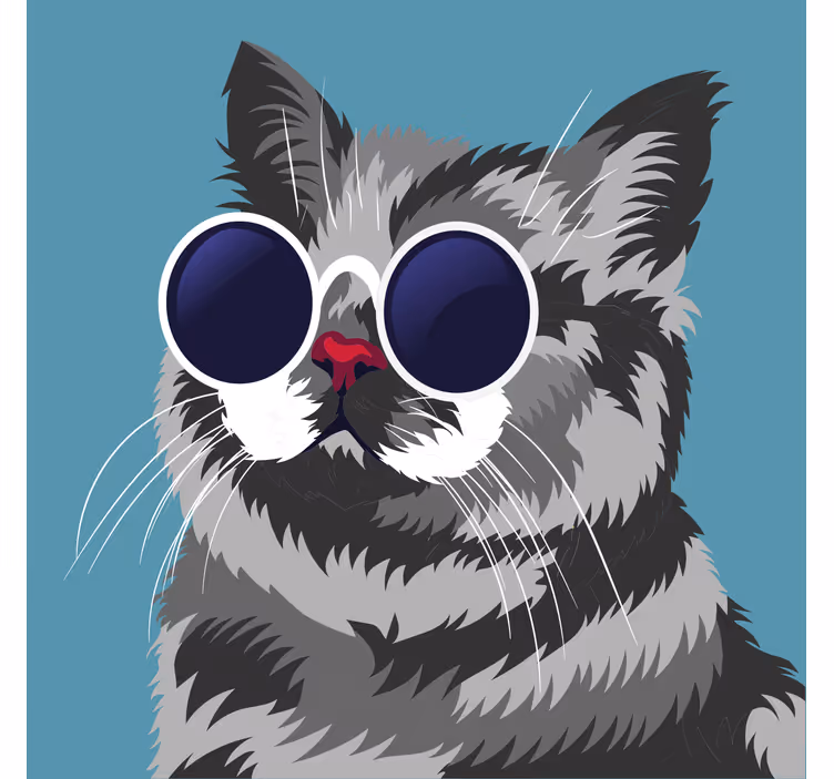 Rollo fenster wohnzimmer mit lustigem graufell-katzenbild - TenStickers