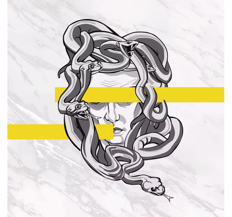 Rollo fenster wohnzimmer weiß medusa mit gelben streifen - TenStickers
