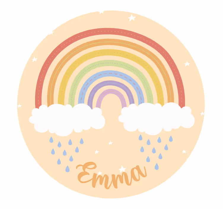 Rollo fenster beige aquarell regenbogen mit namen - TenStickers
