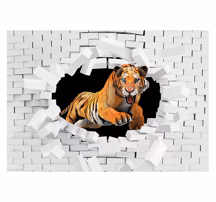 Rollo fenster weiß mit 3d tiger design - TenStickers