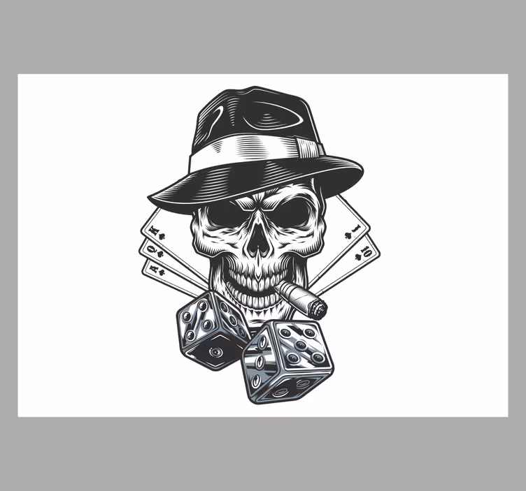 Rollo fenster weiß karte mit würfeln und totenkopf - TenStickers