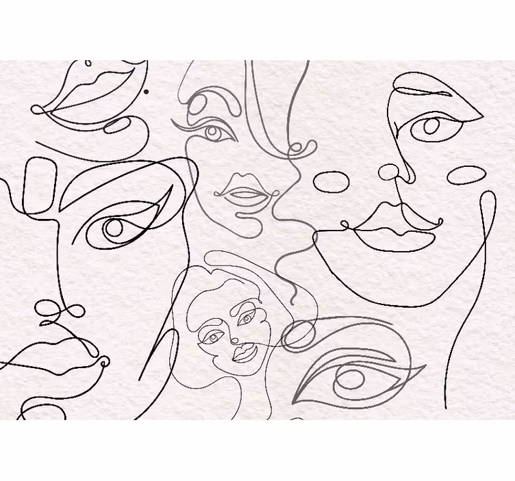 Rollo fenster weiß mit minimalistischer gesichts-linienkunst - TenStickers
