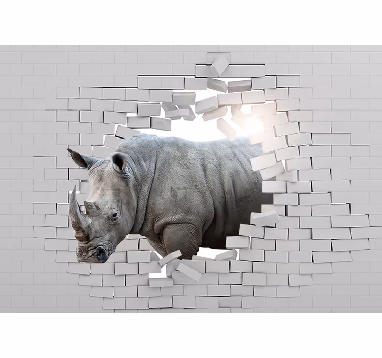 Rollo fenster weiß mit 3d nashorn design - TenStickers