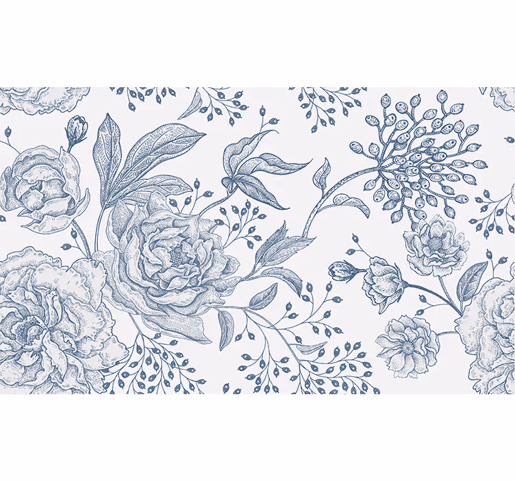 Rollo fenster weiß im retro blumenmuster - TenStickers
