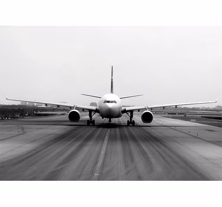 Rollo fenster grau flugzeug auf der landebahn - TenStickers