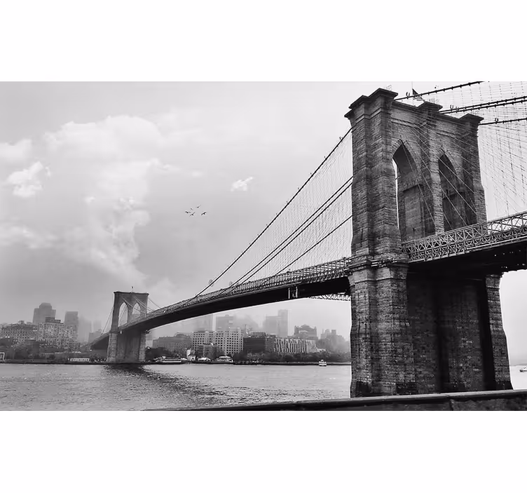 Rollo fenster grau wandtapete wohnzimmer brooklyn brücke - TenStickers