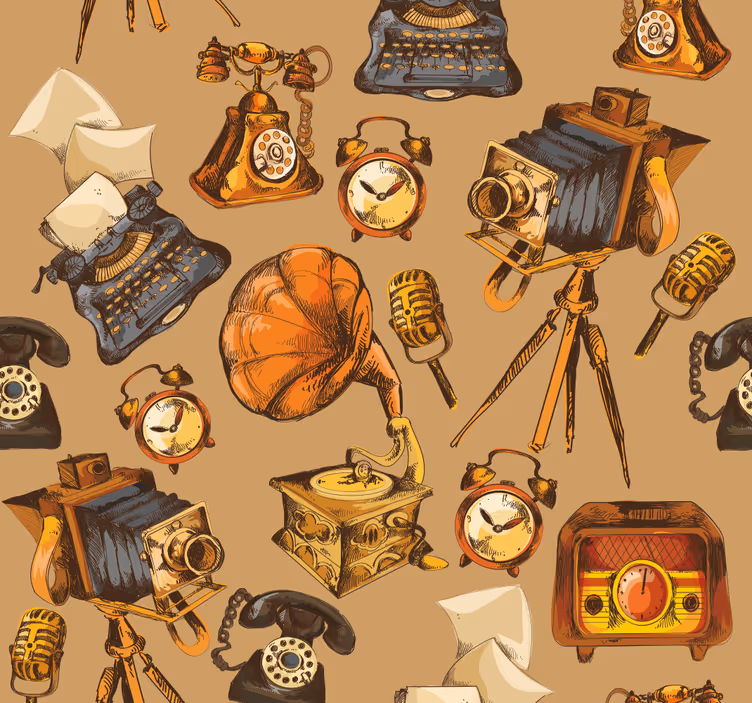 Rollo fenster vintage vintage objekte collage - TenStickers