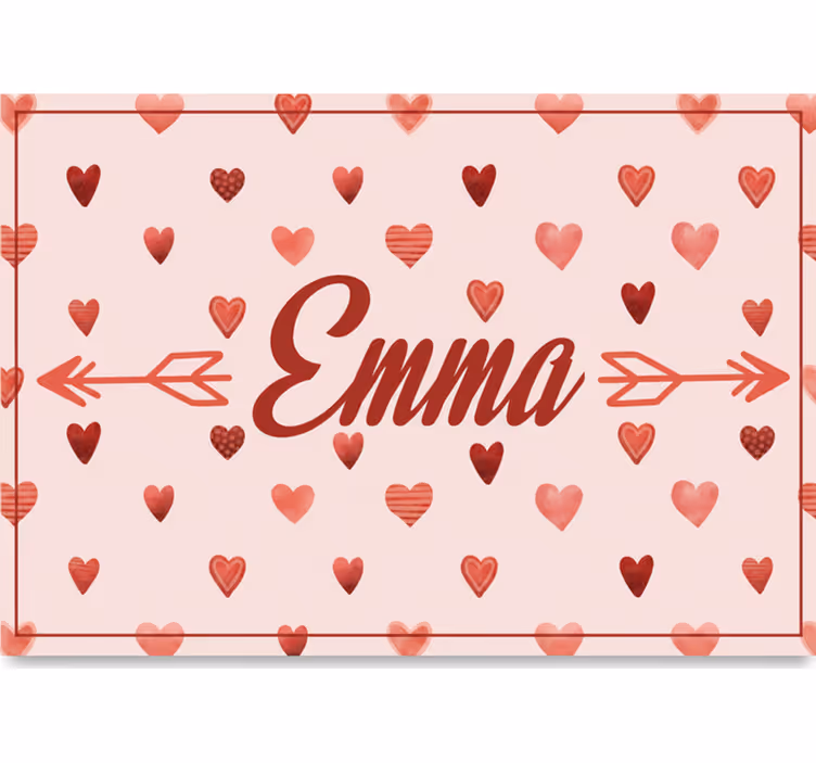 Rollo fenster rosa personalisiertes herzmuster mit namen - TenStickers