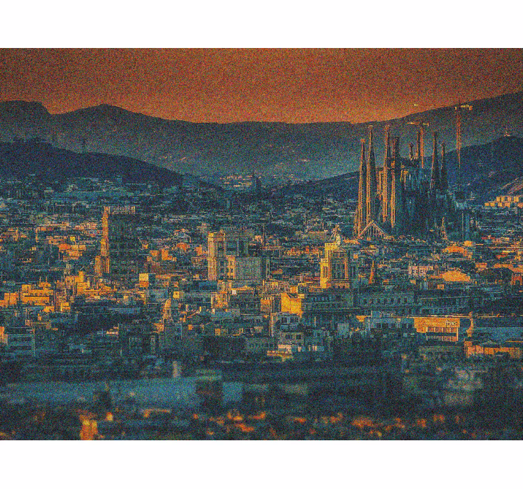 Rollo fenster wohnzimmer barcelona bei nacht - TenStickers