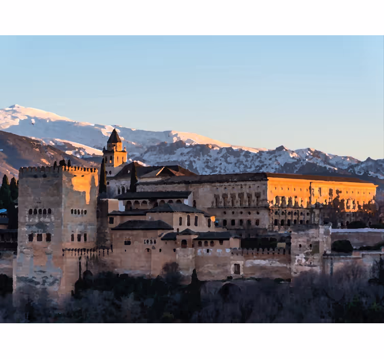 Rollo fenster wohnzimmer alhambra von granada abends - TenStickers