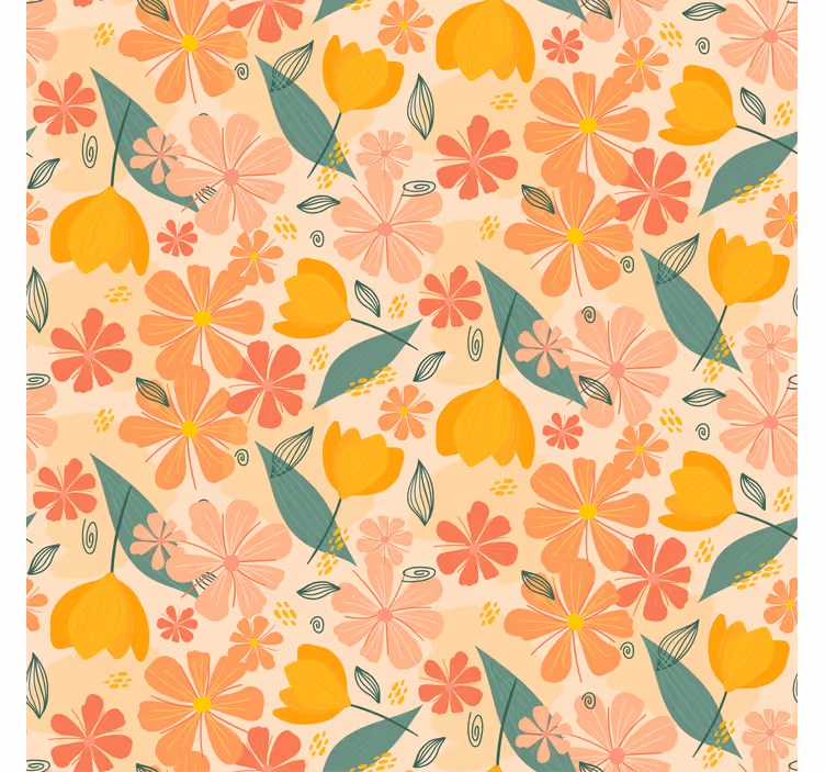 Rollo fenster wohnzimmer bunte vintage-blätter und blumen - TenStickers